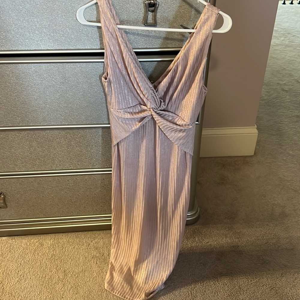 US 2/Uk 6 ASOS Maternity Metallic Light Pink Dress